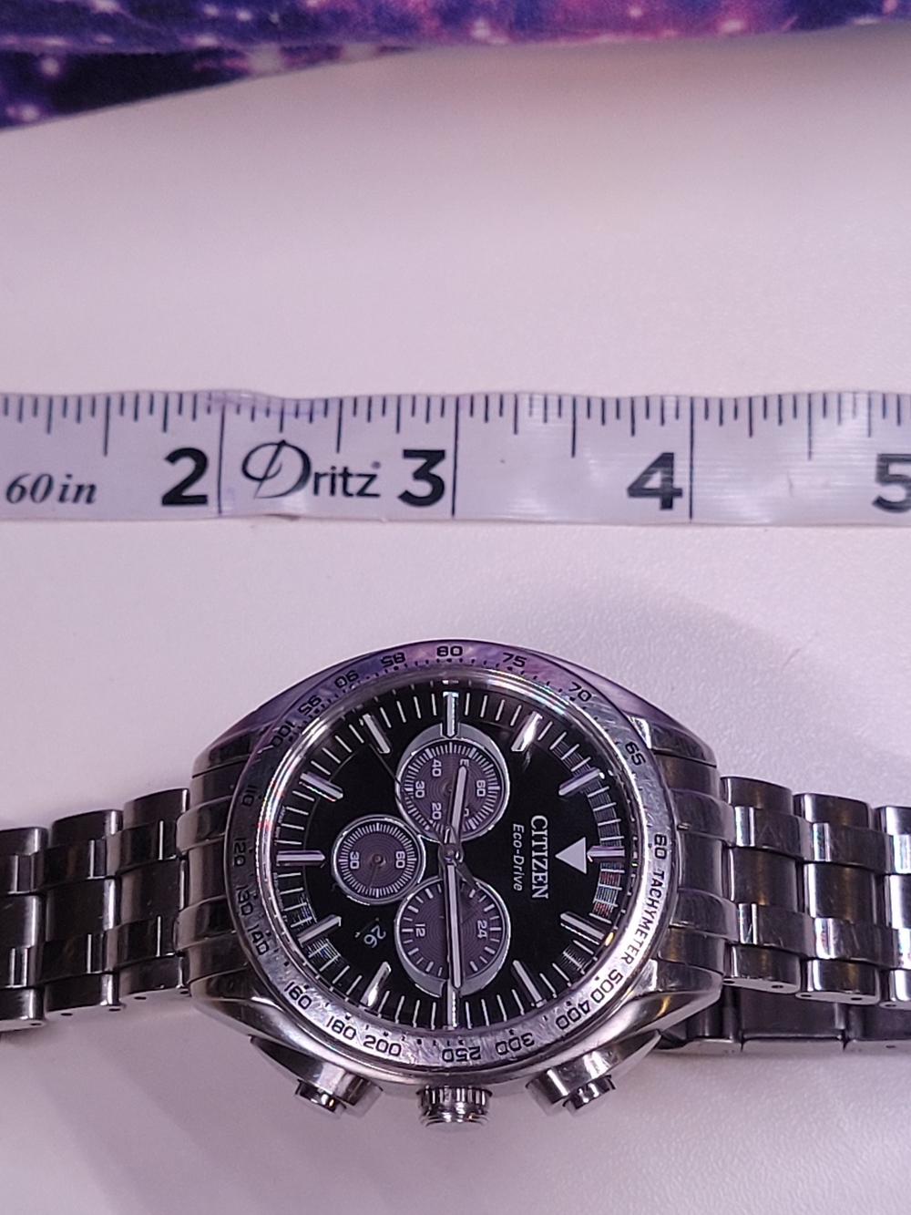 Citizen Stainless Steel Chronograph Watch in Black and Silver